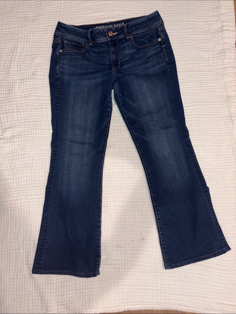 American Eagle Outfitters Dark Blue Kick Boot Jeans